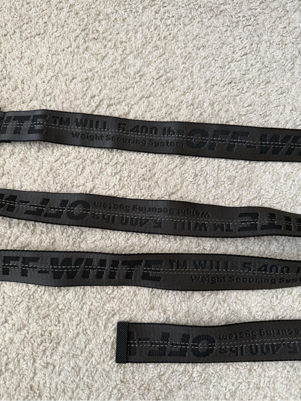 NWT Off-White Black Industrial Logo Webbing Strap Belt
